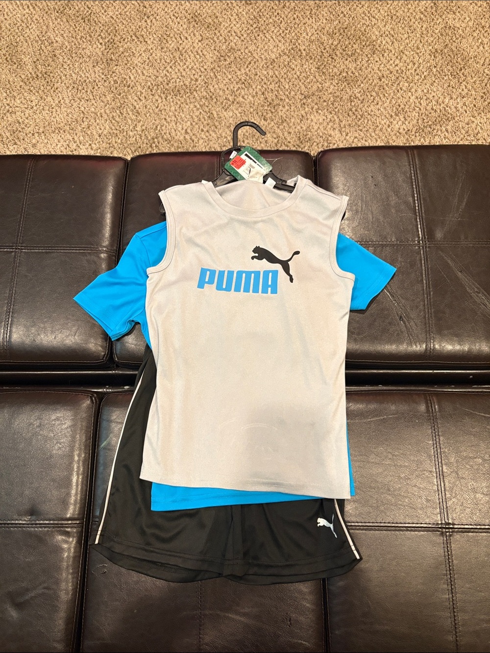 Puma Kids Gray & Blue Athletic Set. Size 6-7.